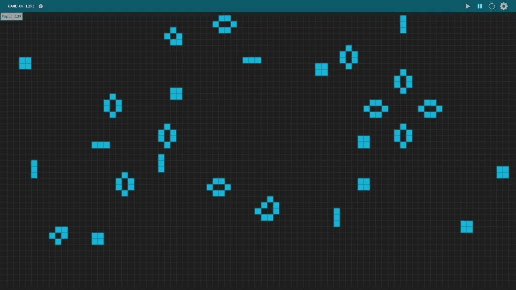 Conway's Game of Life - cells animating on a brutalist grid